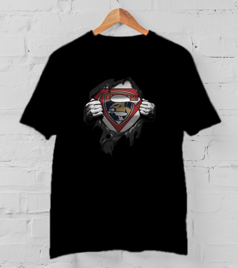 Florida Panthers Superman Logo Hybrid For Fans T-Shirt