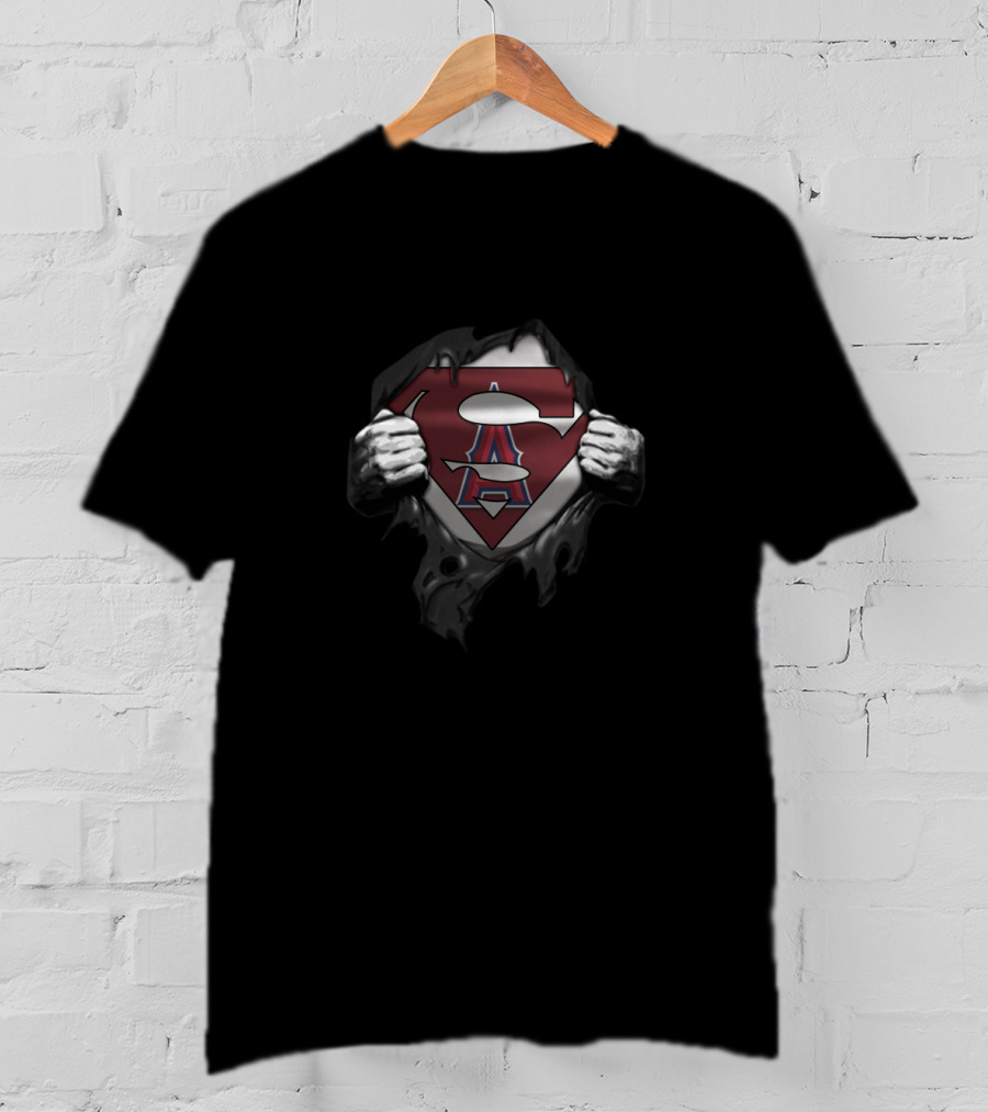 Los Angeles Angels Superman Logo Mashup For Baseball And Comic Fans T-Shirt
