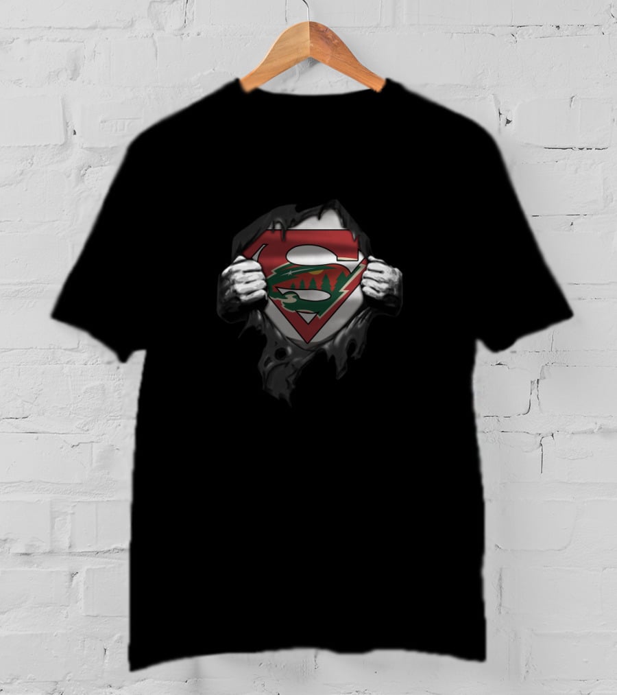 Superman Logo Integrated With Minnesota Wild Symbol For Fans T-Shirt