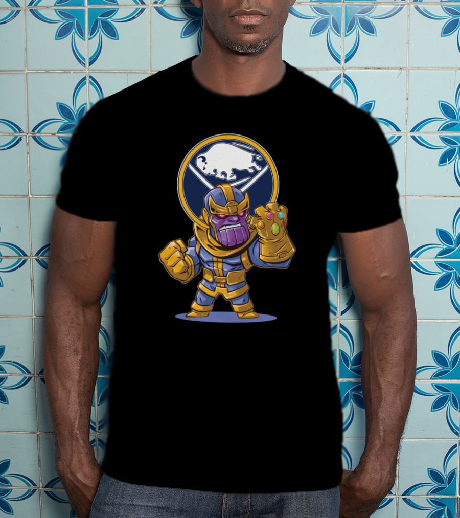 Thanos Holding Infinity Gauntlet In Front Of Buffalo Sabres T-Shirt