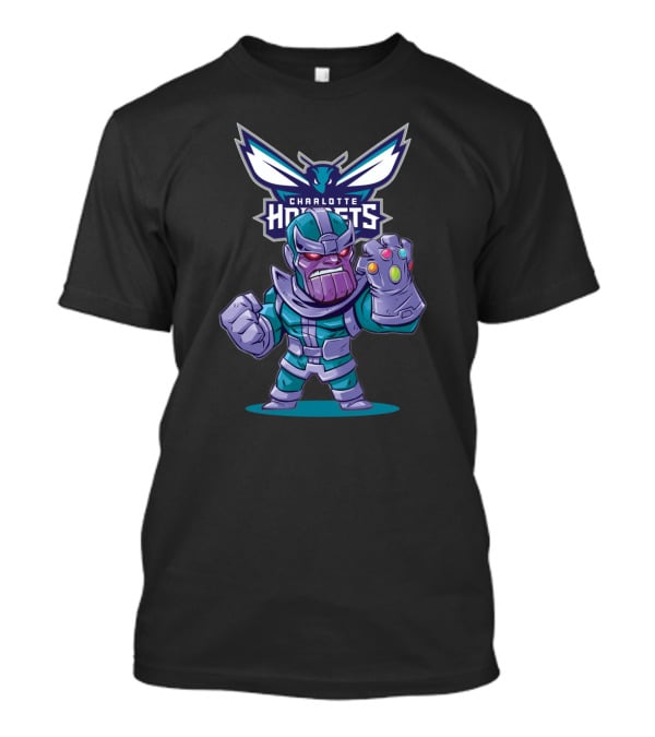 Thanos In Charlotte Hornets Colors With Hornets T-Shirt