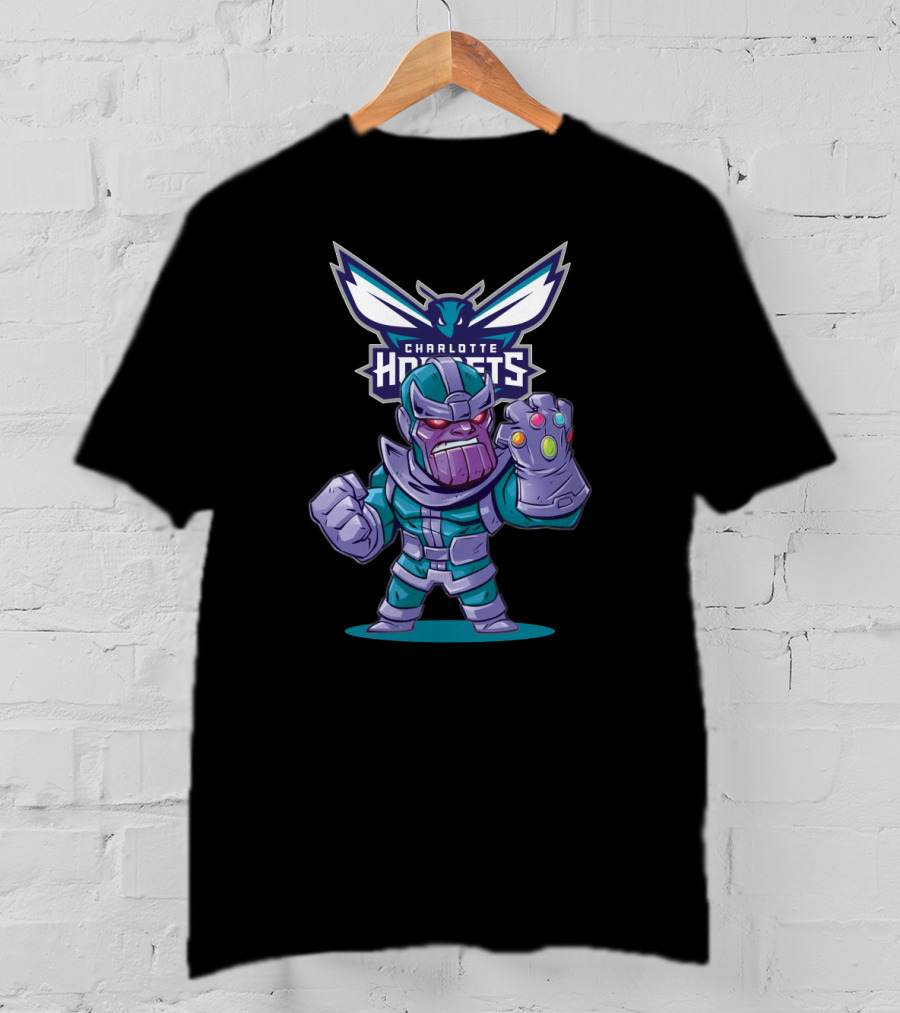 Thanos In Charlotte Hornets Colors With Hornets T-Shirt