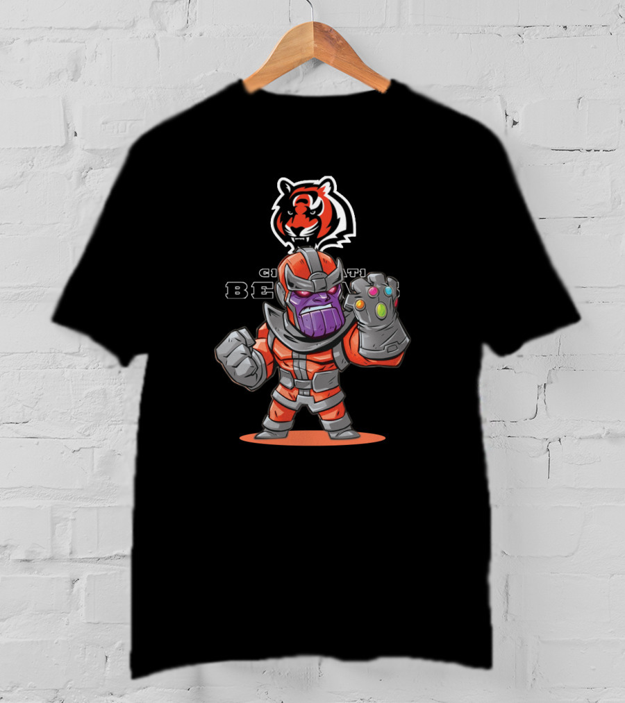 Cincinnati Bengals Thanos Fan Crossover With Gauntlet And Team T-Shirt