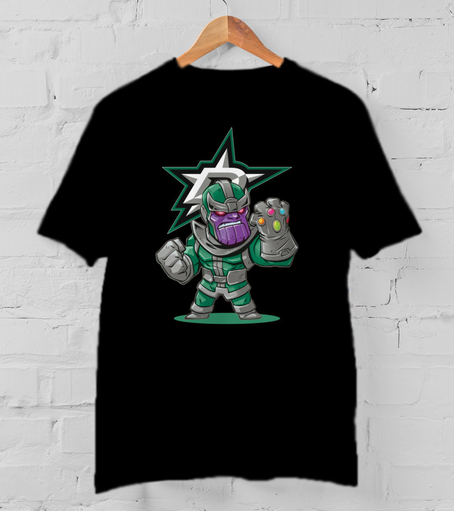Dallas Stars Hockey Fans Thanos Mashup Infinity Gauntlet T-Shirt