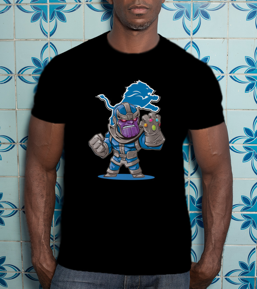 Thanos Meets Detroit Lions Fans Infinity Gauntlet Crossover T-Shirt