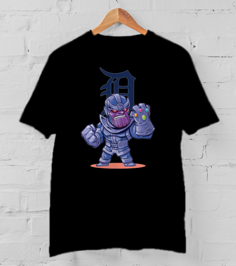 Detroit Tigers Fan Thanos Cartoon With Infinity Gauntlet T-Shirt