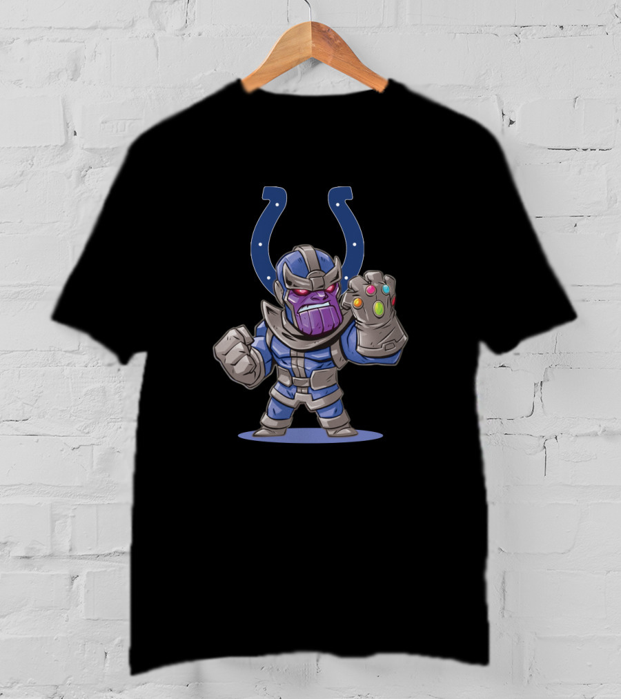 Thanos Indianapolis Colts Fans Crossover Featuring Infinity Gauntlet And Horseshoe T-Shirt