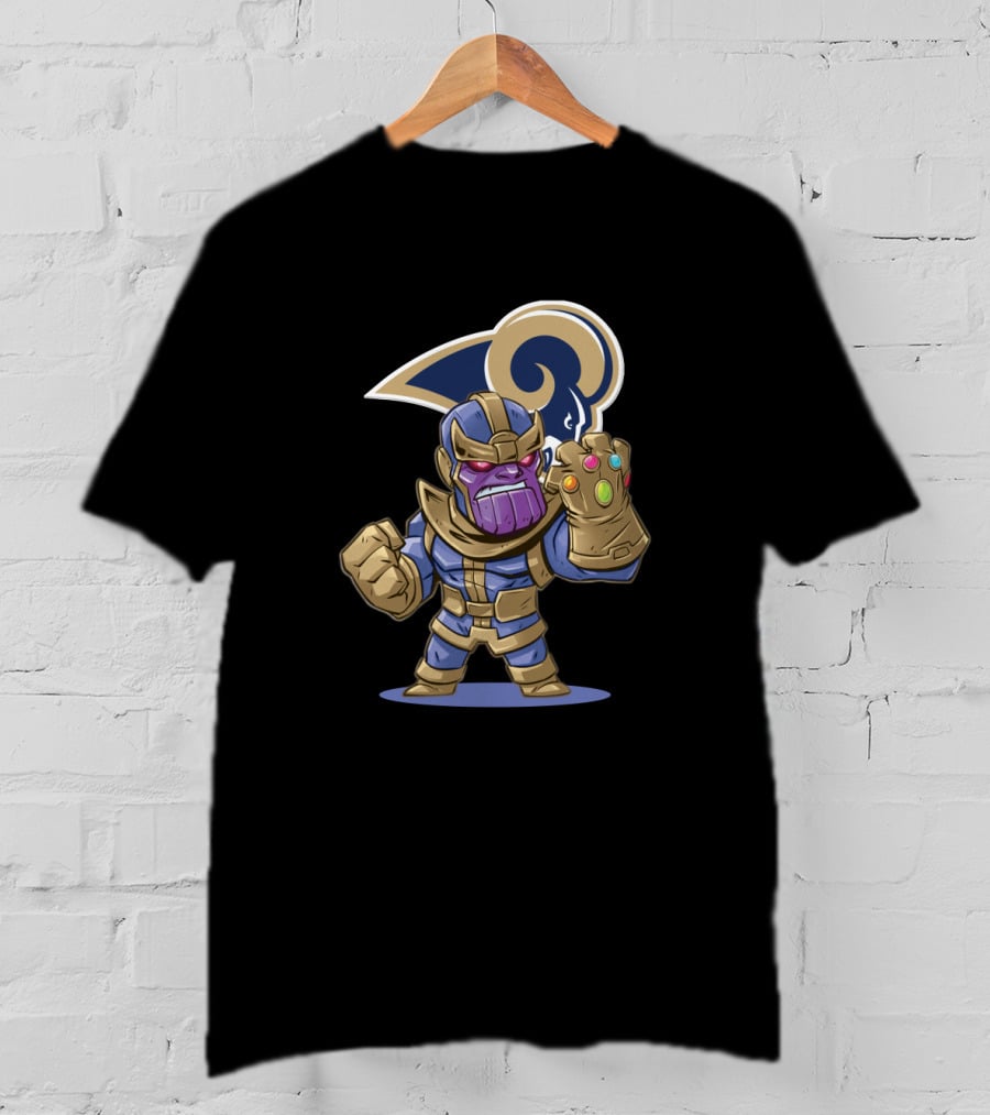 Thanos Los Angeles Rams Fan Crossover With Infinity Gauntlet T-Shirt