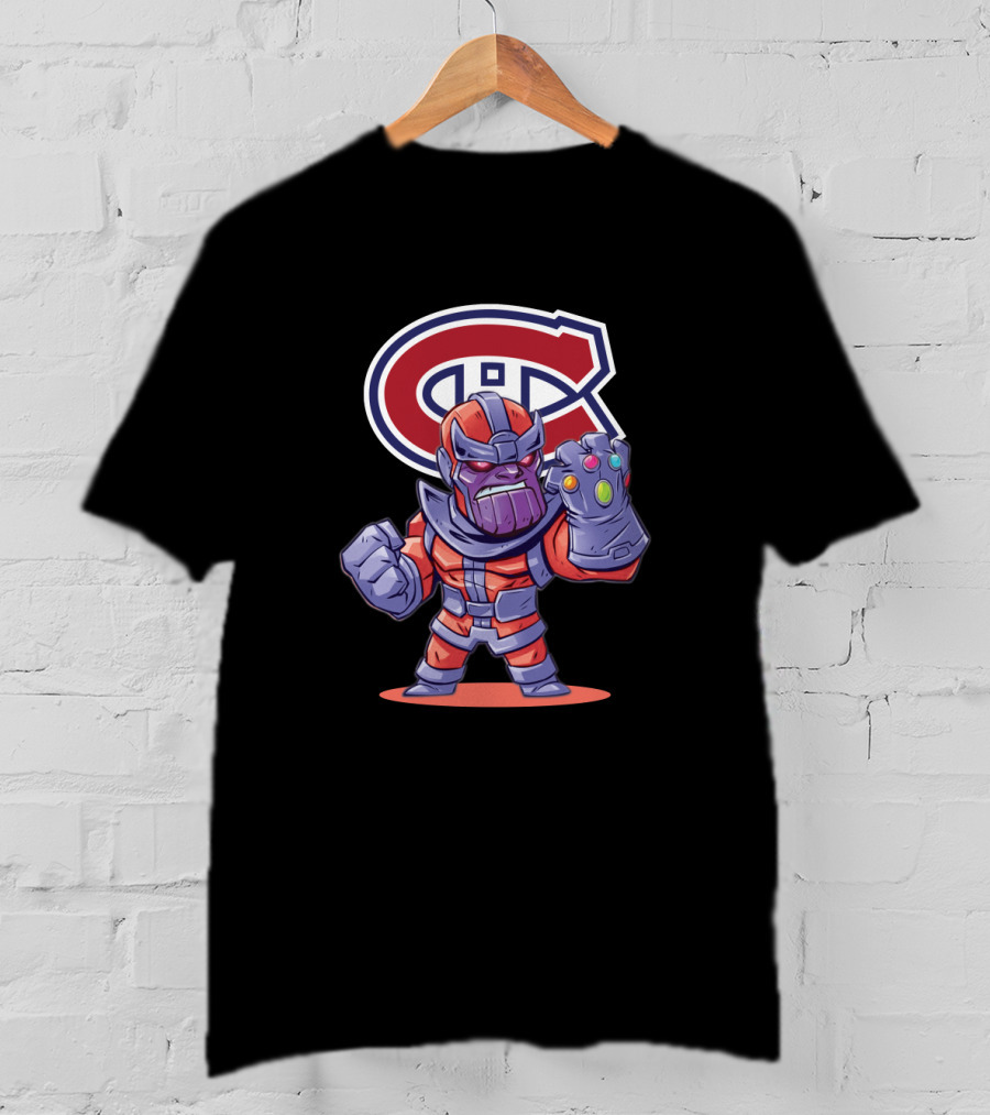 Thanos Montreal Canadiens Logo Mashup With Infinity Gauntlet T-Shirt