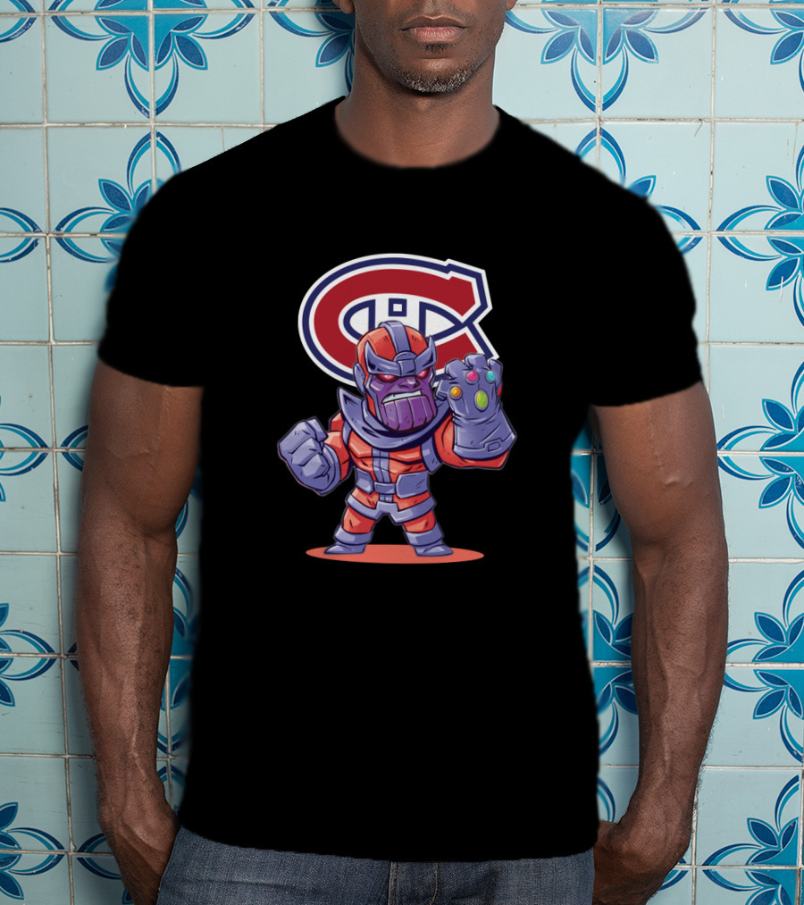 Thanos Montreal Canadiens Logo Mashup With Infinity Gauntlet T-Shirt