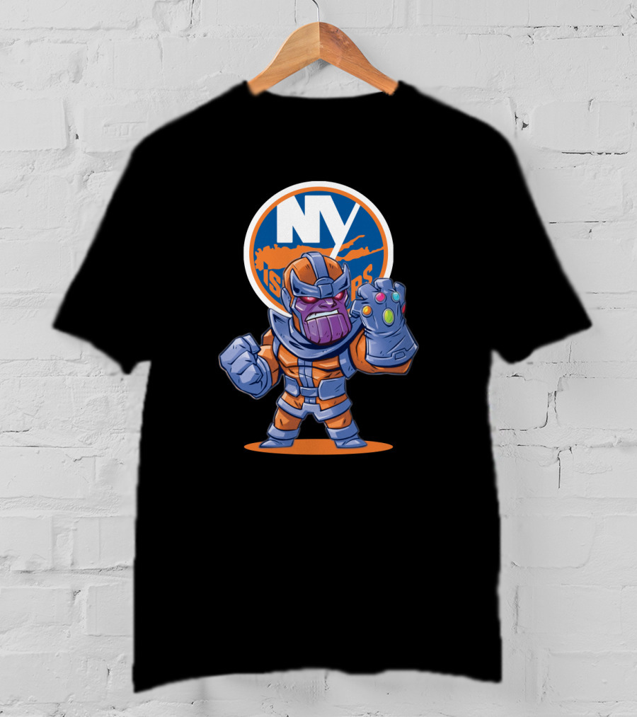 NY Islanders Thanos Fan Art With Infinity Gauntlet And Team T-Shirt