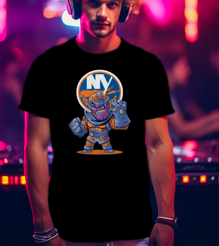 NY Islanders Thanos Fan Art With Infinity Gauntlet And Team T-Shirt