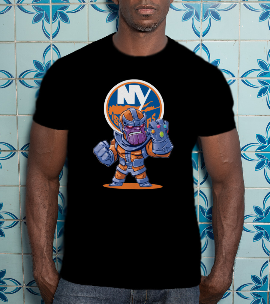 NY Islanders Thanos Fan Art With Infinity Gauntlet And Team T-Shirt