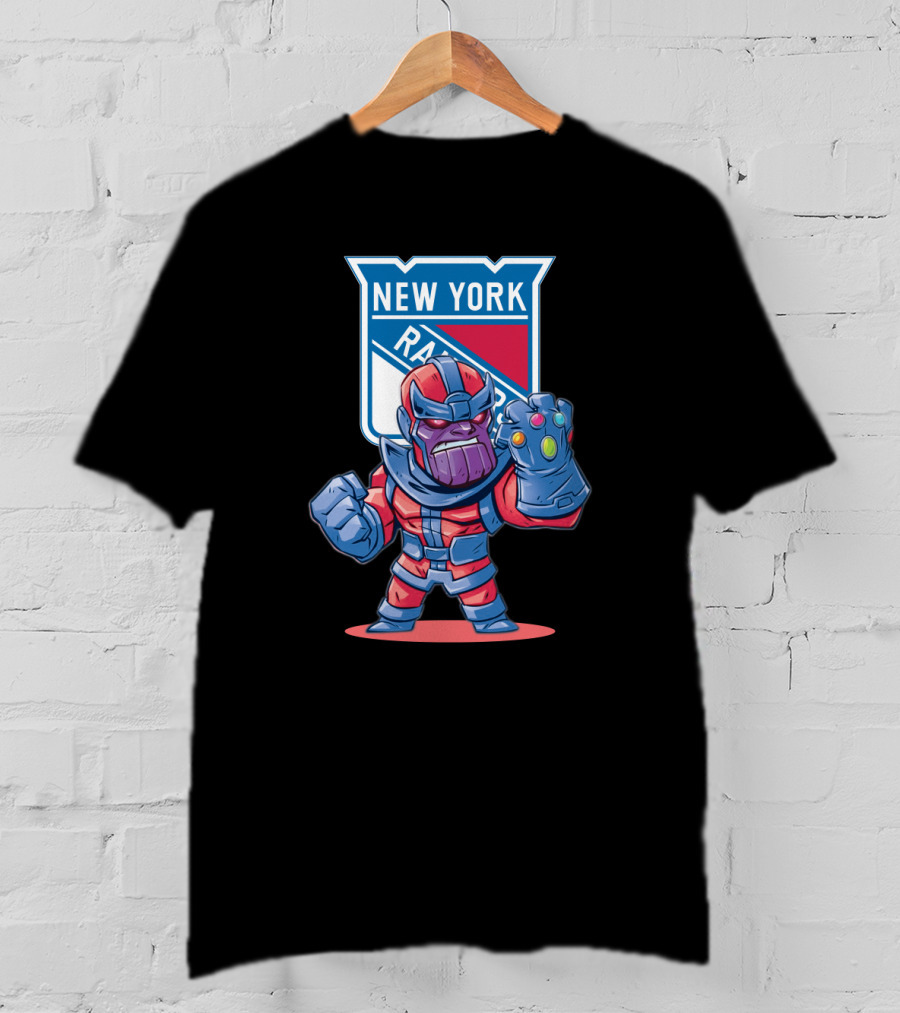 Thanos New York Rangers NHL Crossover With Infinity Gauntlet T-Shirt