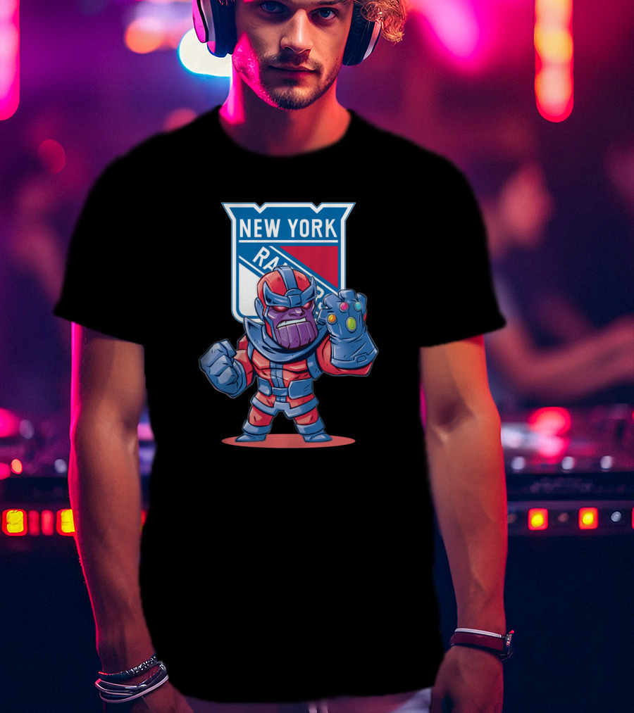 Thanos New York Rangers NHL Crossover With Infinity Gauntlet T-Shirt