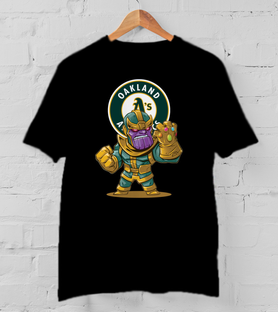 Oakland Athletics Thanos Infinity Gauntlet Crossover Fan T-Shirt