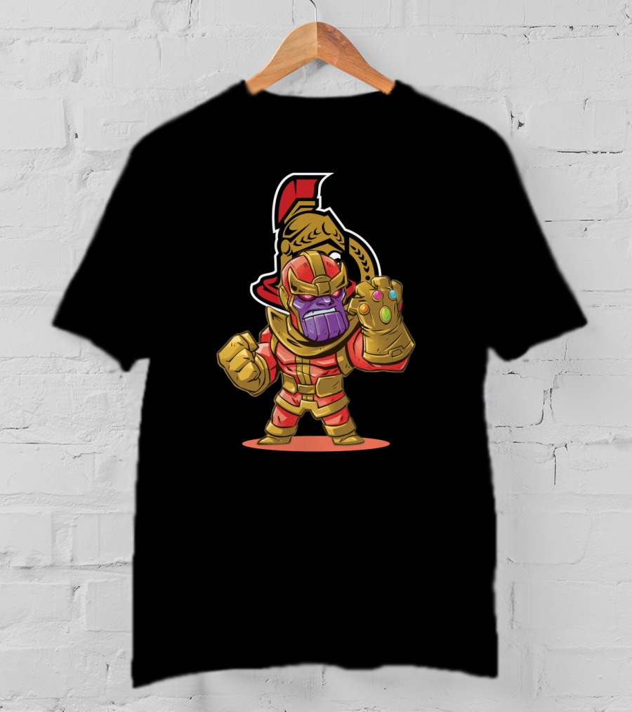 Thanos In Ottawa Senators Inspired Costume With Infinity Gauntlet And Senators T-Shirt