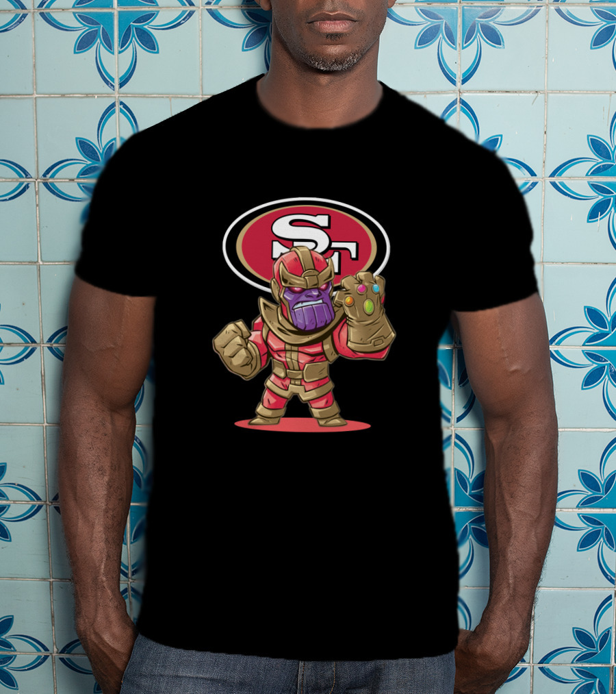 Thanos In San Francisco 49ers Colors With Infinity Gauntlet T-Shirt