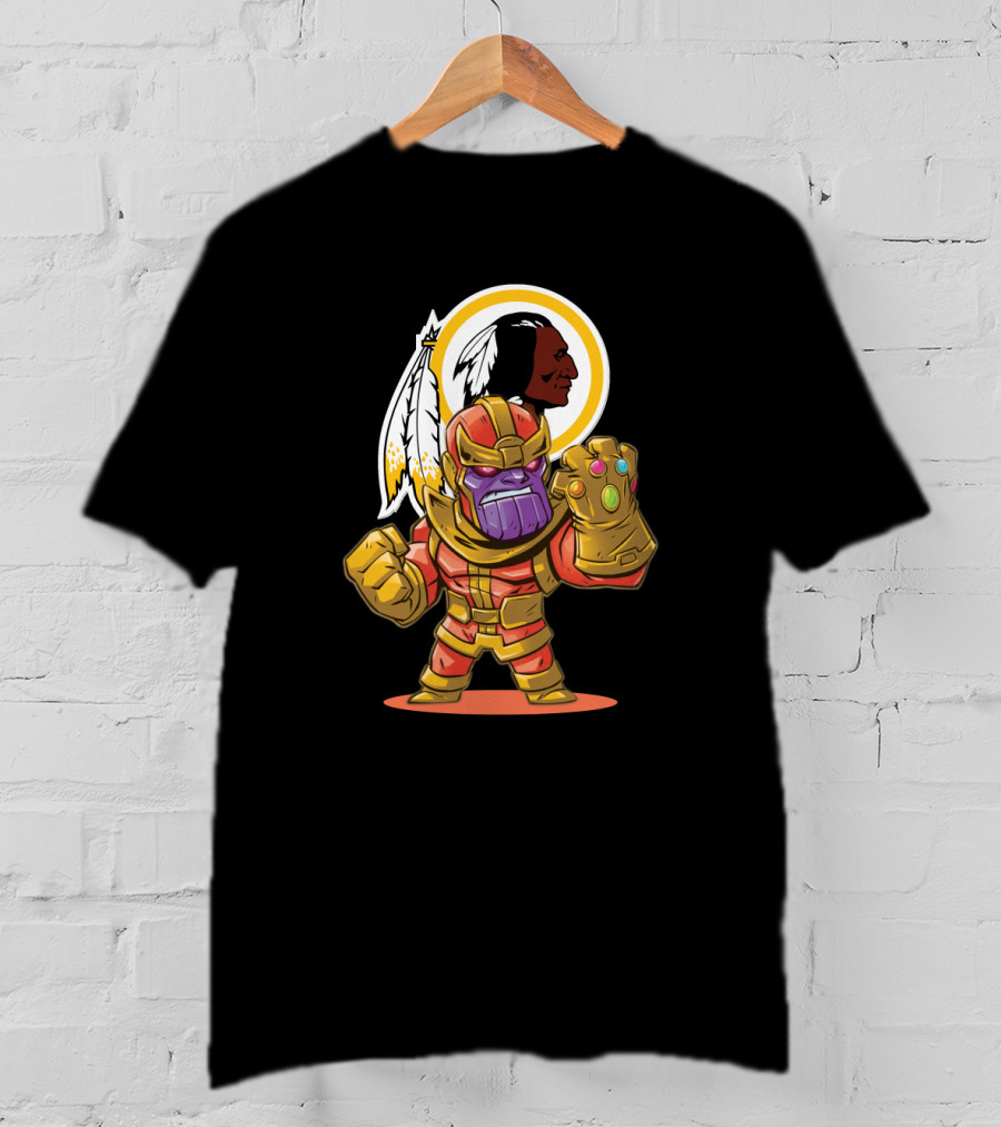 Thanos In Washington Redskins Colors With Infinity Gauntlet T-Shirt