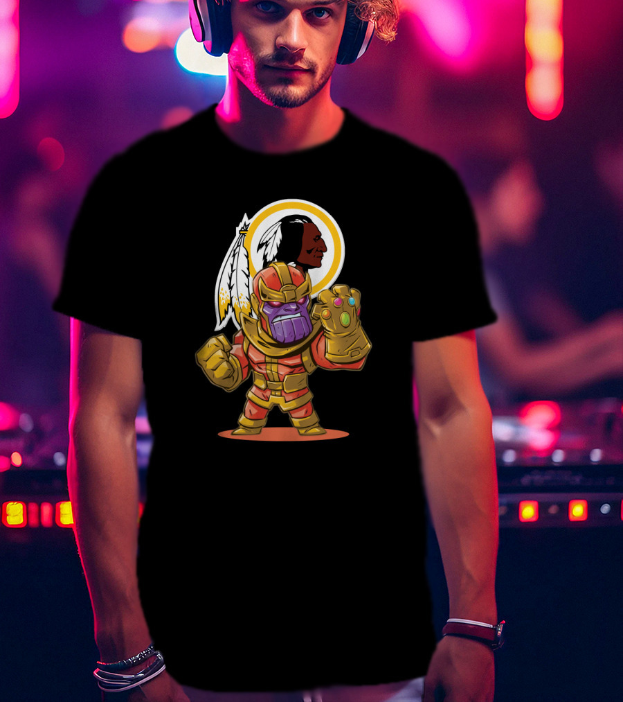 Thanos In Washington Redskins Colors With Infinity Gauntlet T-Shirt