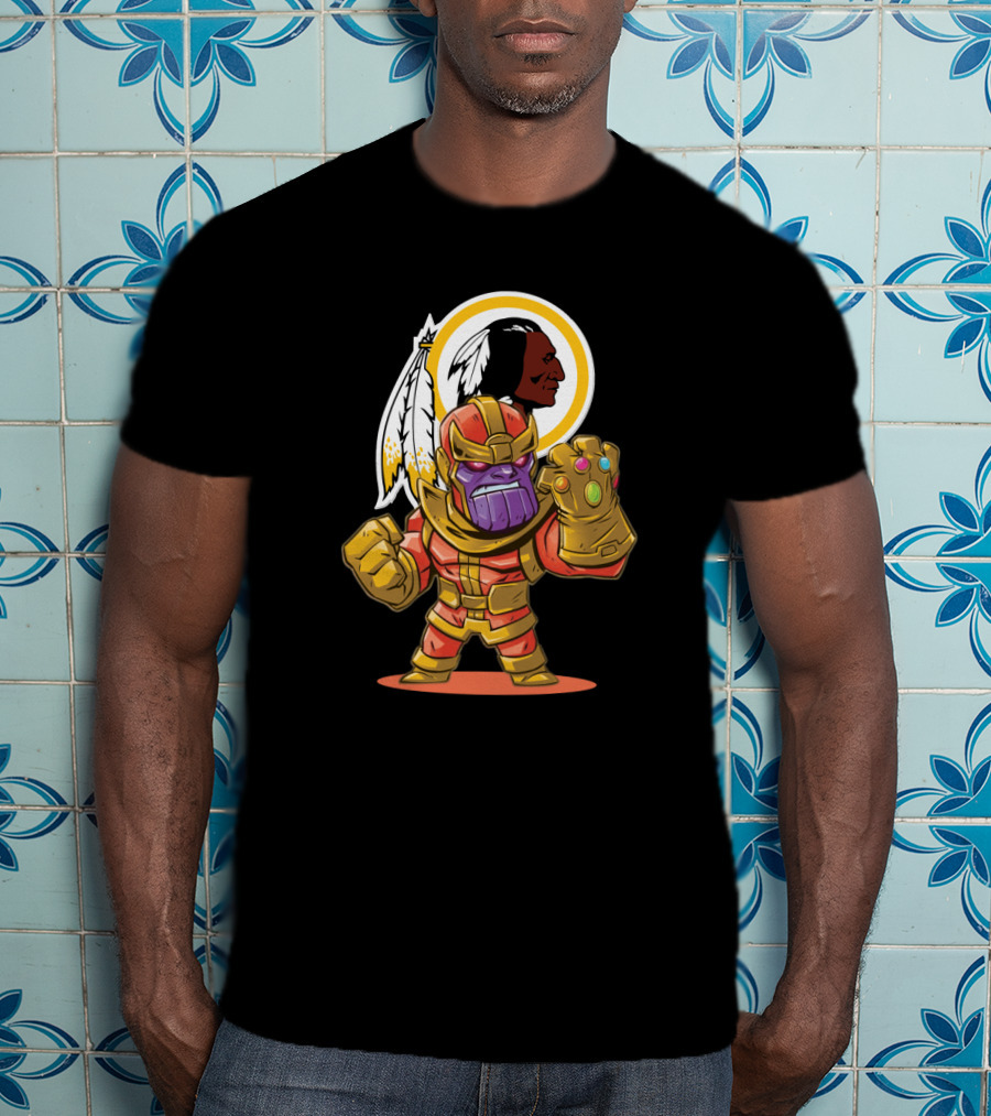 Thanos In Washington Redskins Colors With Infinity Gauntlet T-Shirt