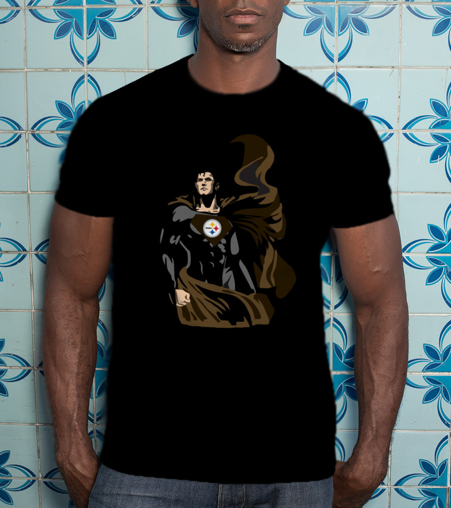Superman Pittsburgh Steelers Fan Emblem Heroic Tribute T-Shirt