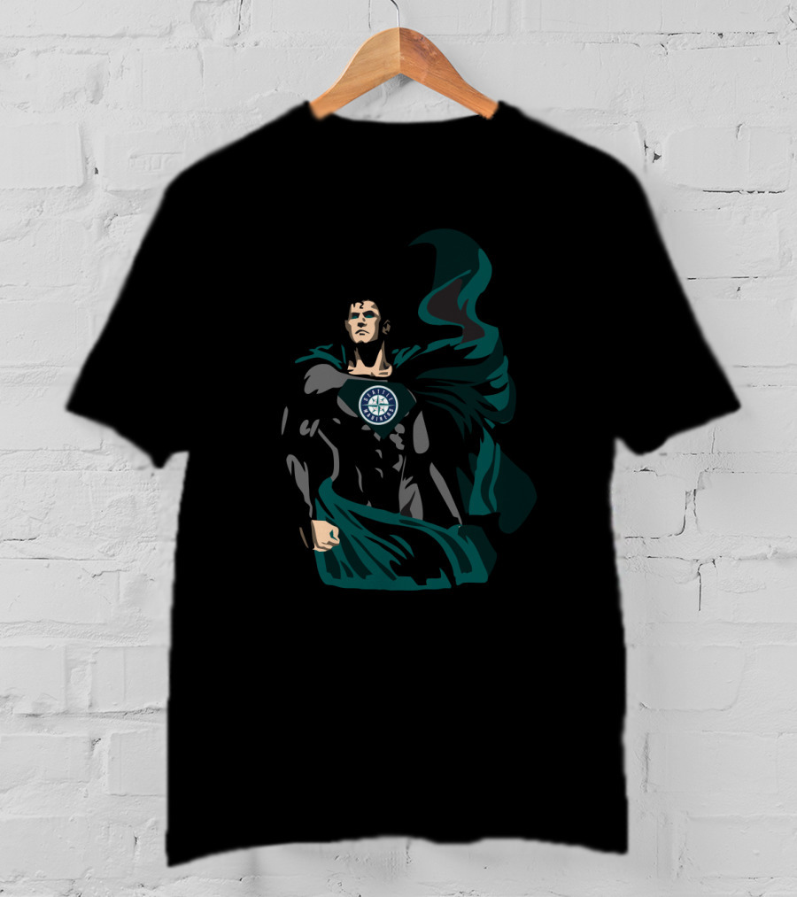 Seattle Mariners Superman Heroic Logo Fusion T-Shirt