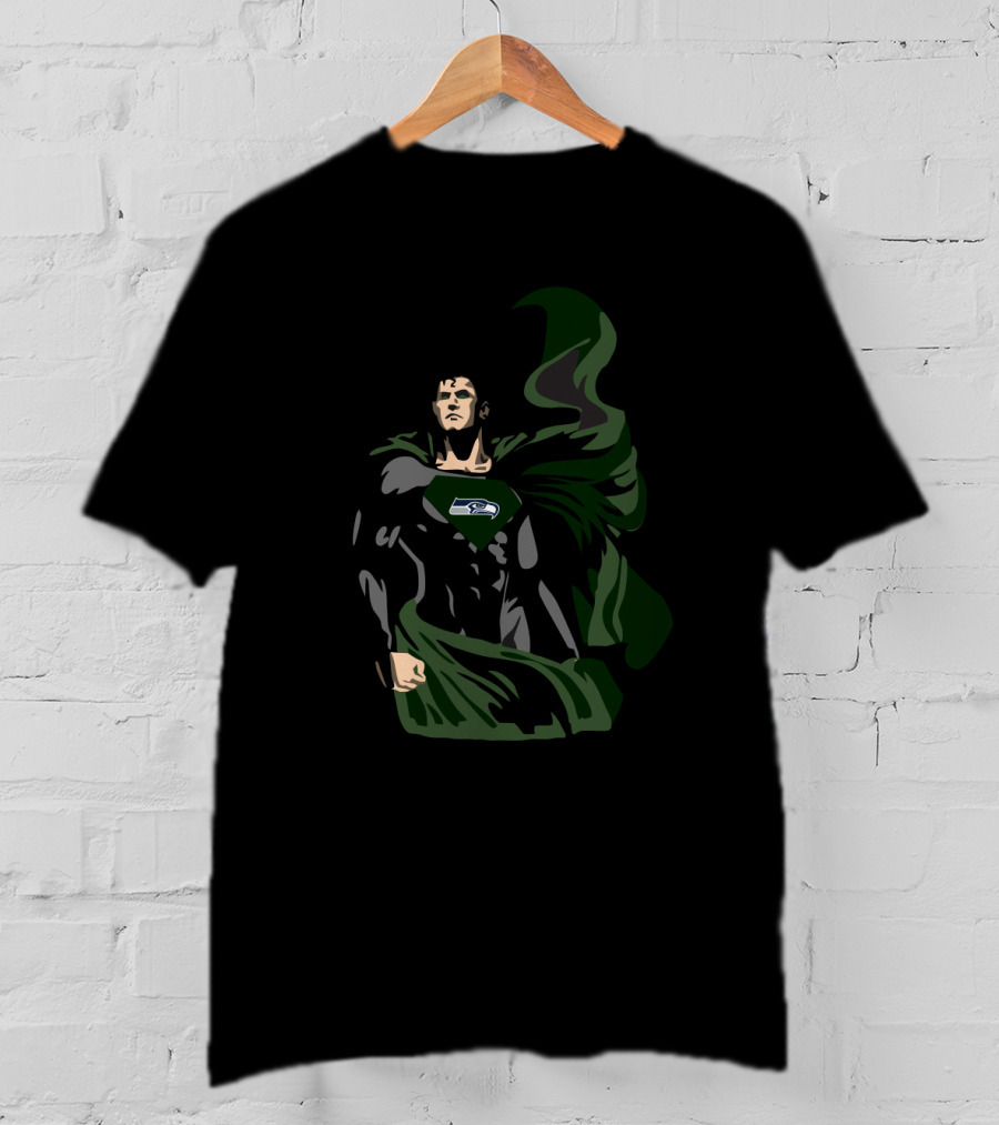 Superman Nfl Seattle Seahawks Emblem Fan T-Shirt