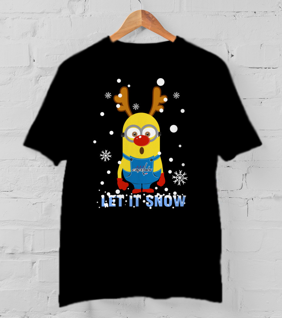Let It Snow Capitals Minion With Reindeer Antlers T-Shirt