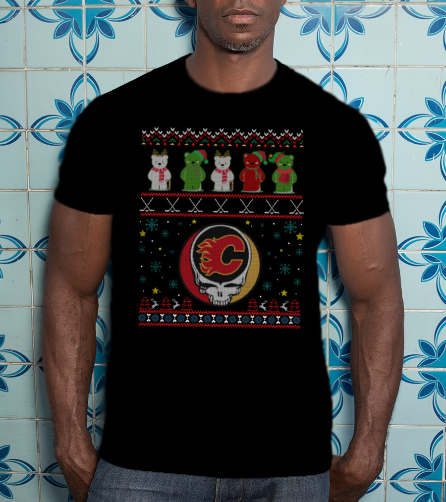 Calgary Flames Grateful Dead Bears Christmas T-Shirt