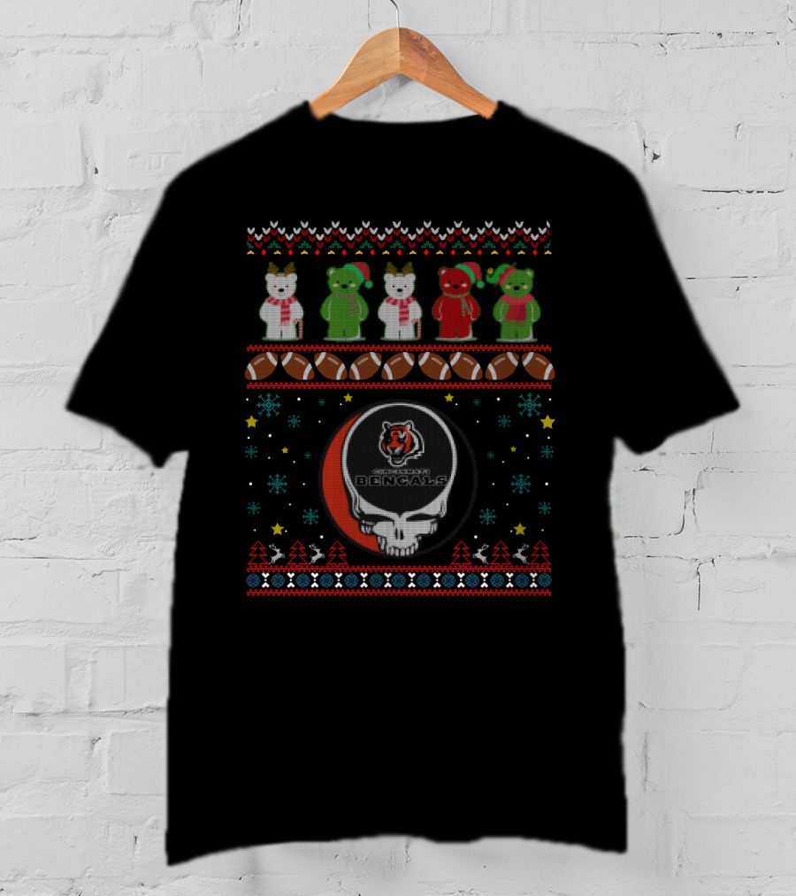 Cincinnati Bengals Grateful Dead Bears Christmas T-Shirt