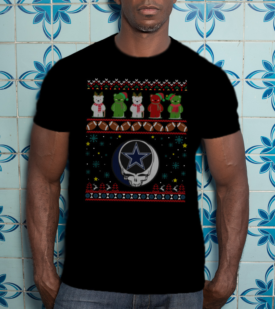 Dallas Cowboys Grateful Dead Bears Christmas Sweater Football Holiday T-Shirt