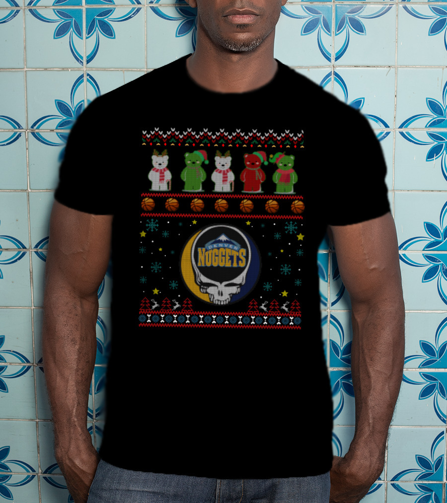 Denver Nuggets Grateful Dead Bears Christmas T-Shirt
