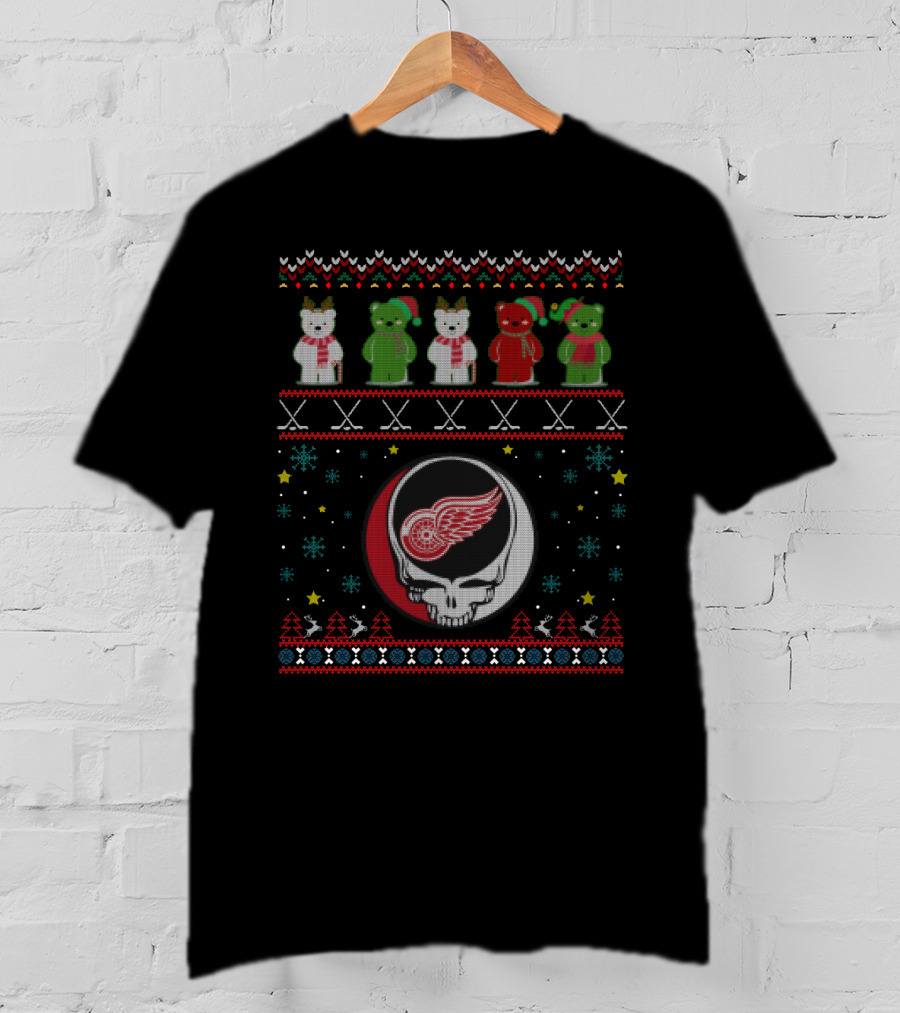 Detroit Red Wings Grateful Dead Bears Holiday T-Shirt