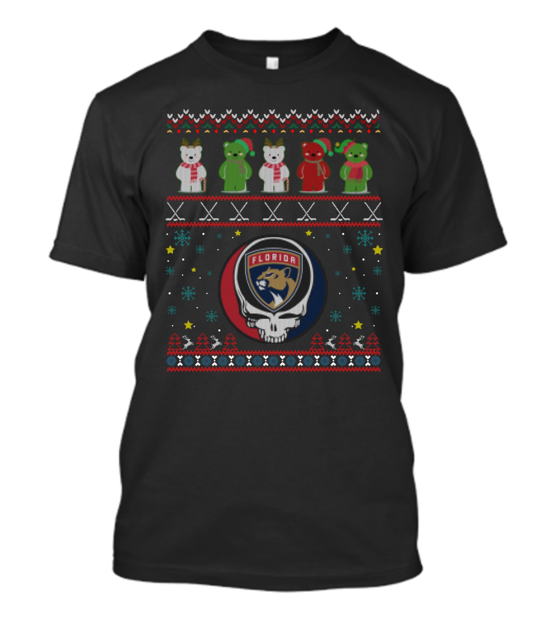 Florida Panthers Grateful Dead Bears Christmas Ugly T-Shirt
