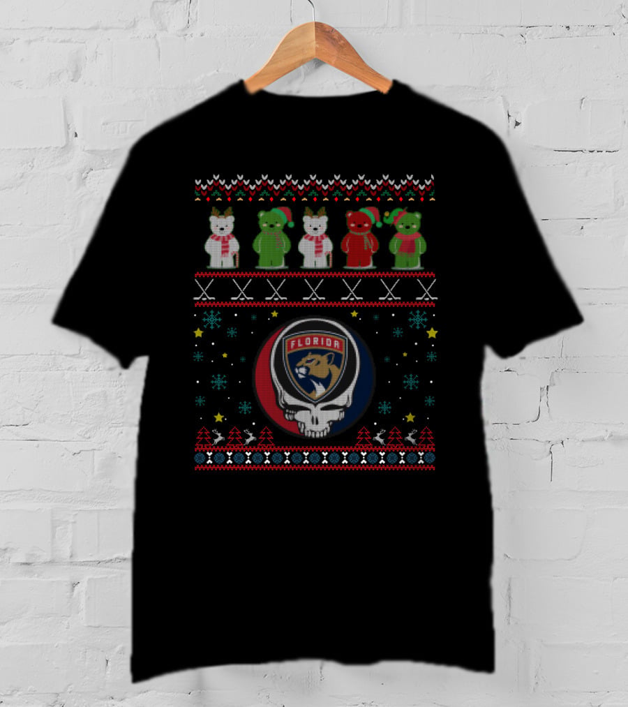 Florida Panthers Grateful Dead Bears Christmas Ugly T-Shirt