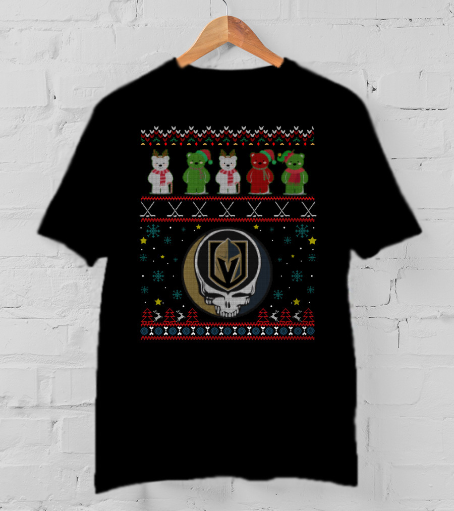 Vegas Golden Knights Grateful Dead Bears Holiday T-Shirt