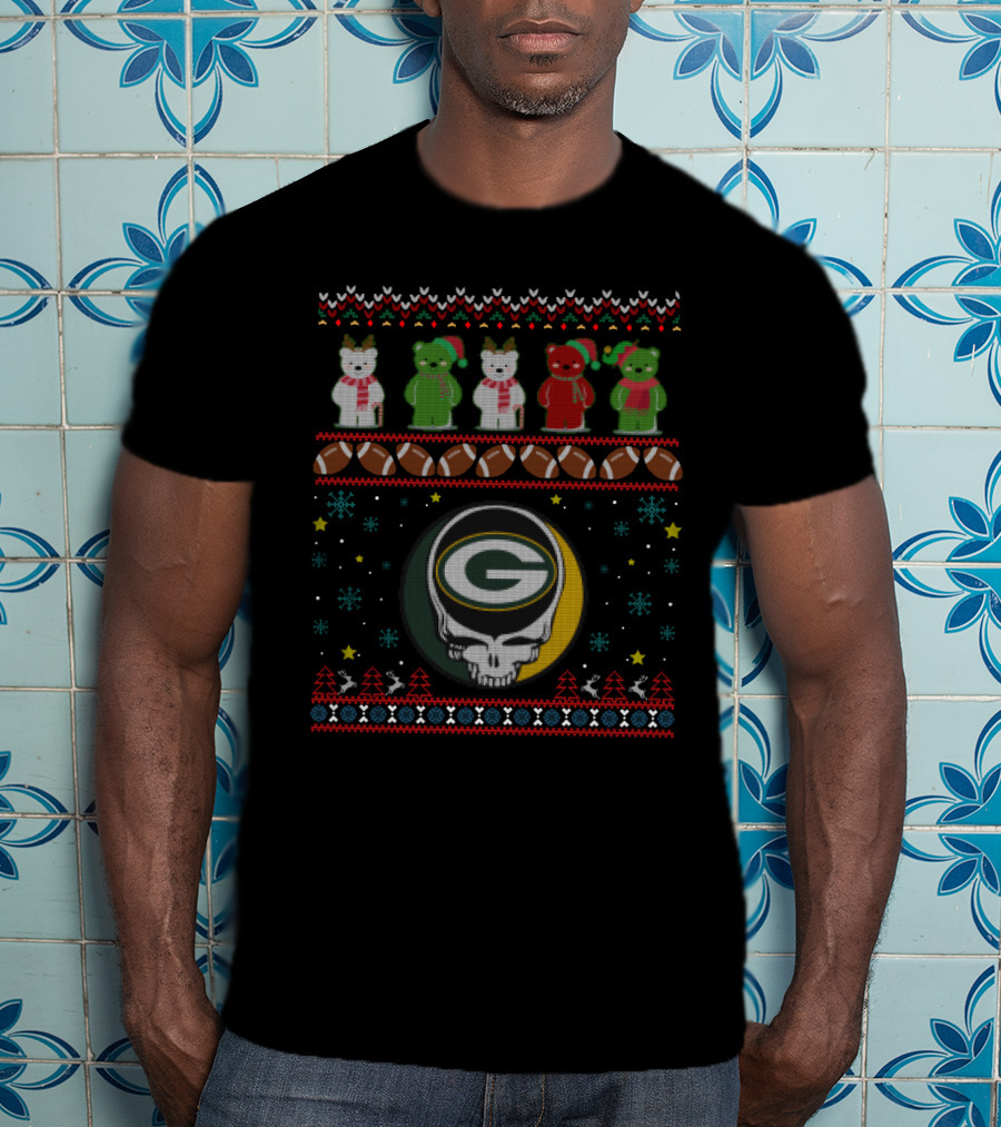 Green Bay Packers Grateful Dead Bears Christmas T-Shirt