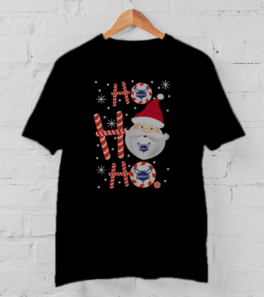 Santa Ho Ho Ho Charlotte Hornets Christmas Fan Celebration T-Shirt