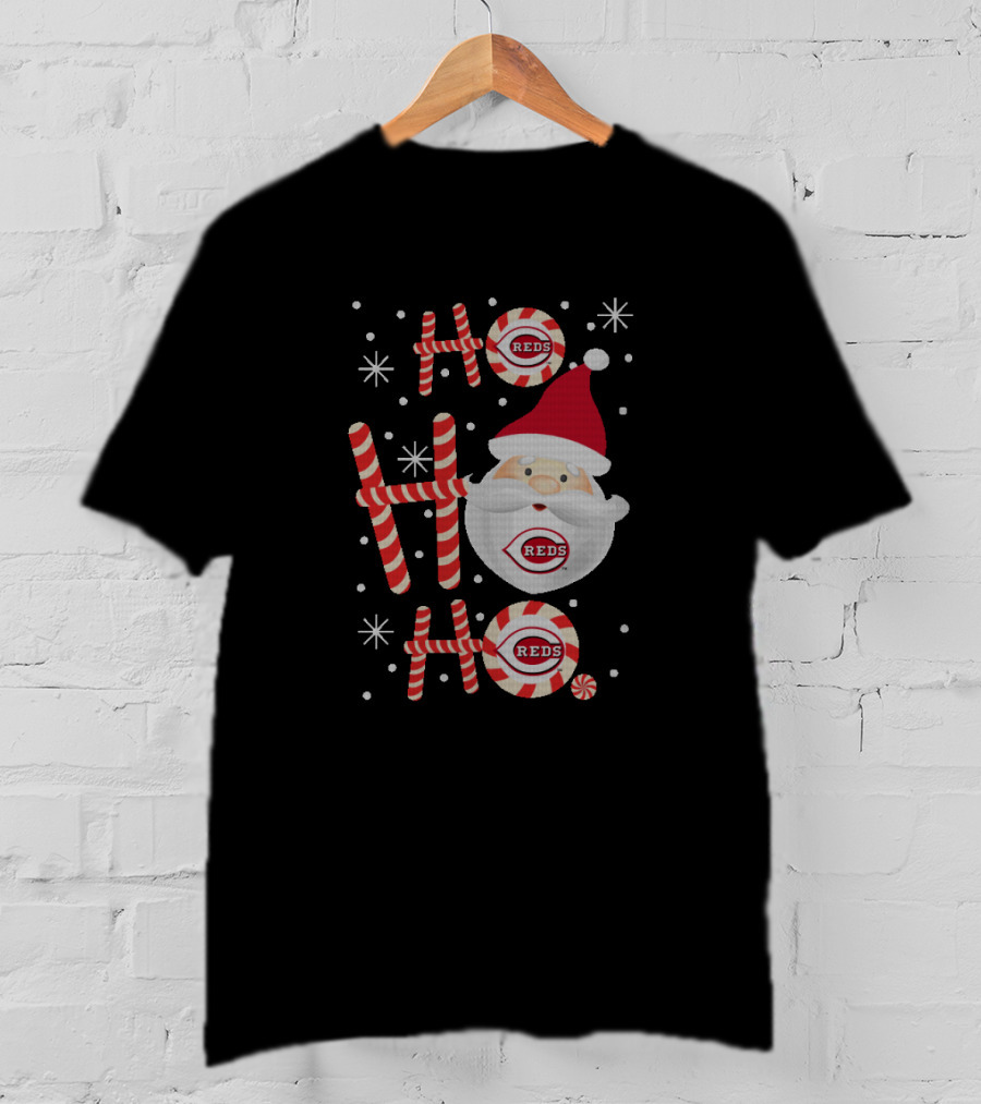 Ho Ho Ho Christmas Santa Cincinnati Reds Fans Festive T-Shirt