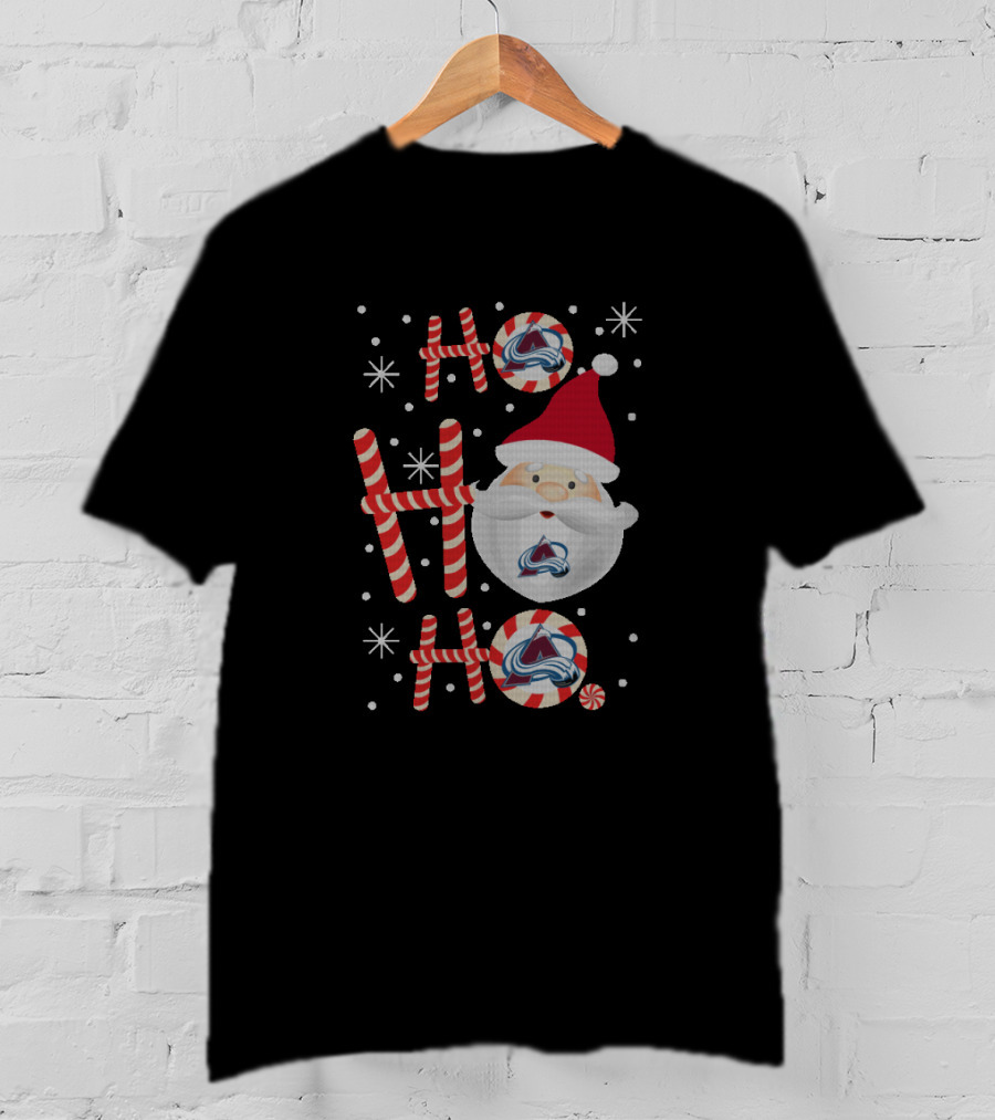 Ho Ho Ho Christmas Colorado Avalanche Fans Santa Candy Cane NHL T-Shirt
