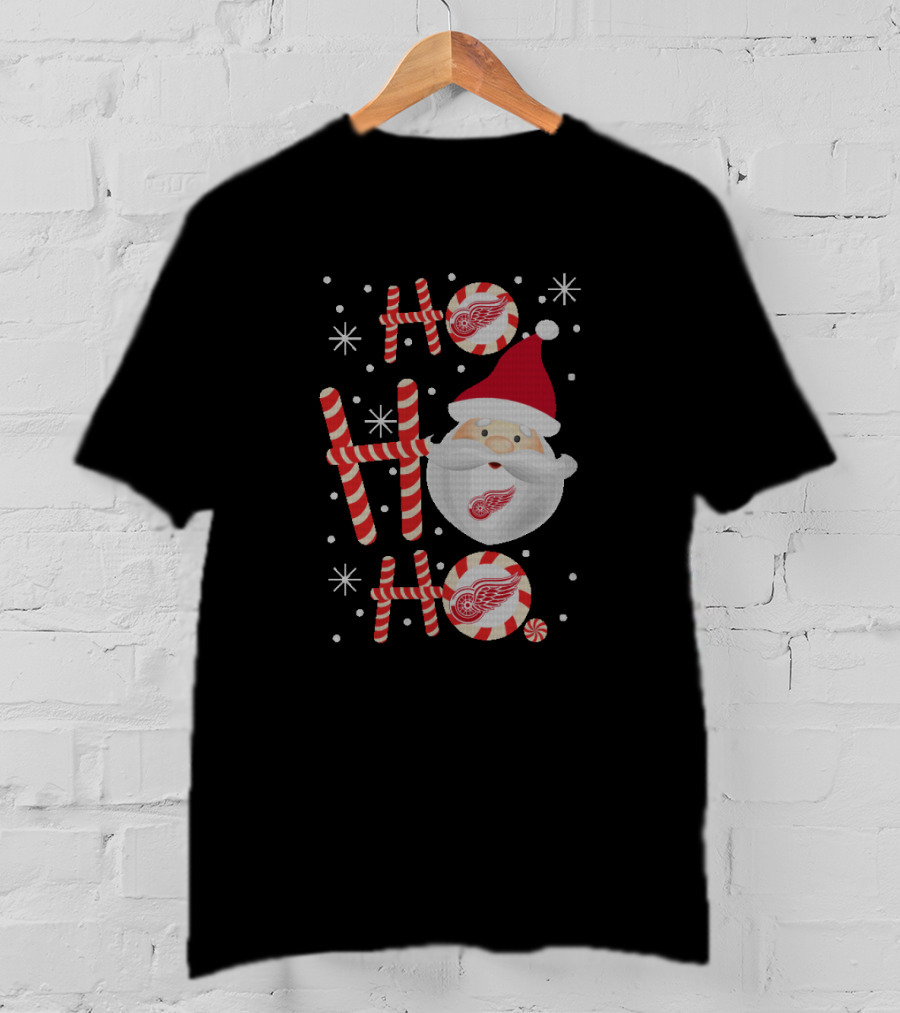 Festive Ho Ho Ho Detroit Red Wings Xmas Santa Fans T-Shirt