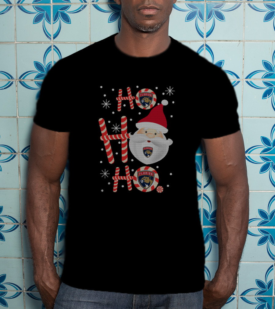 Ho Ho Ho Christmas Santa Florida Panthers Fans Festive Hockey T-Shirt
