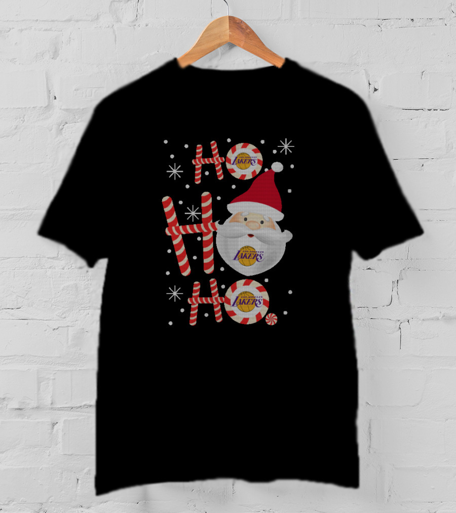 Ho Ho Ho Los Angeles Lakers Santa Themed Xmas T-Shirt