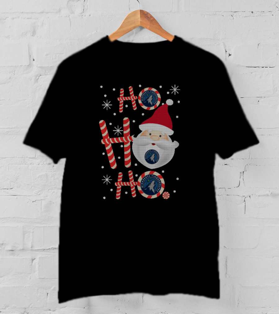 Santa Ho Ho Ho Christmas For Minnesota Timberwolves Fan T-Shirt