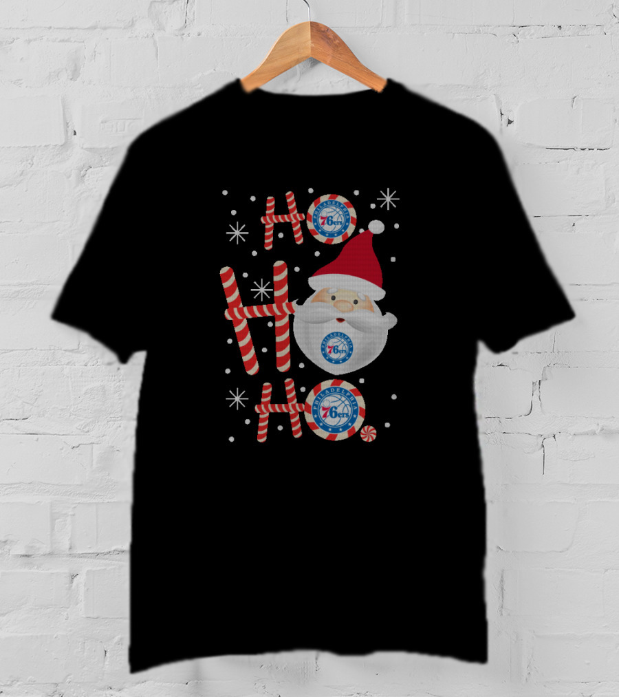 Ho Ho Ho Christmas Santa Philadelphia 76ers Fans Snowflakes T-Shirt