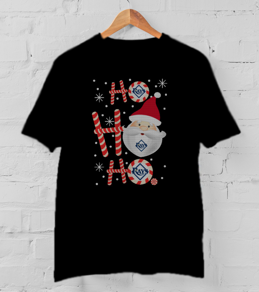 Ho Ho Ho Tampa Bay Rays Christmas Santa Candy Cane T-Shirt