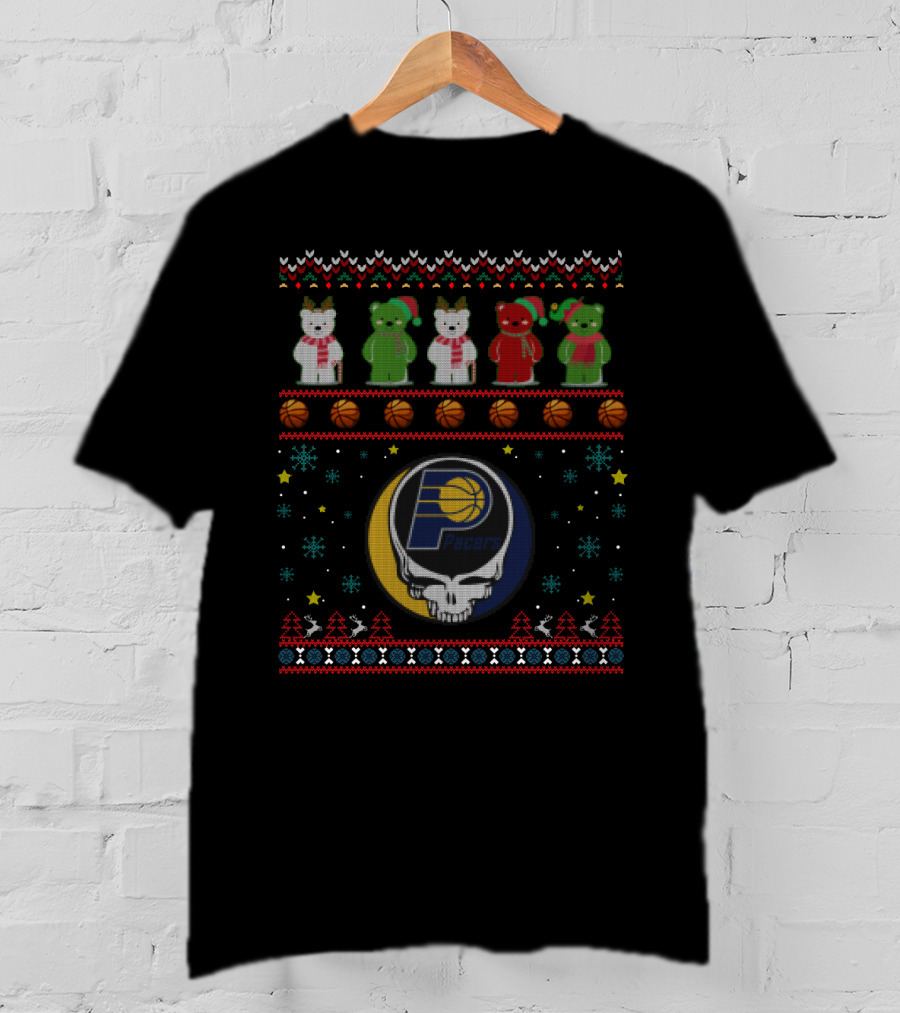 Indiana Pacers Grateful Dead Bears Christmas T-Shirt