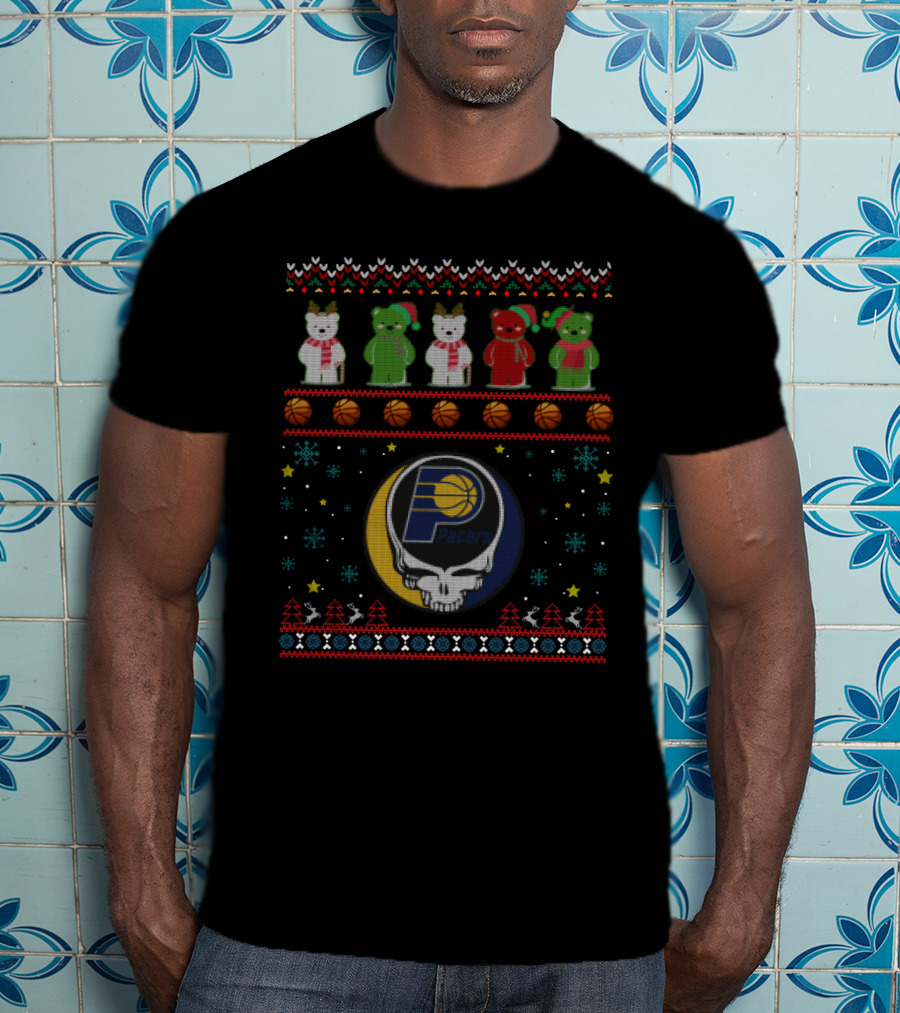 Indiana Pacers Grateful Dead Bears Christmas T-Shirt