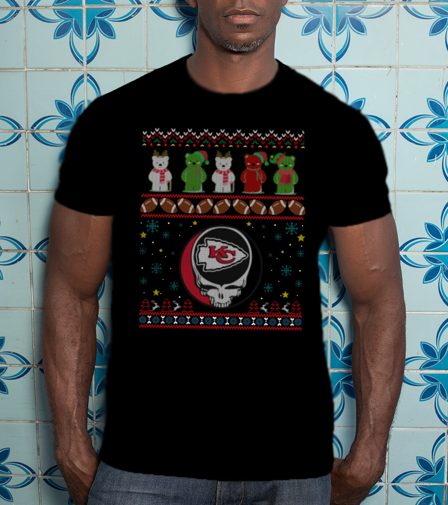Kansas City Chiefs Grateful Dead Bears Christmas T-Shirt